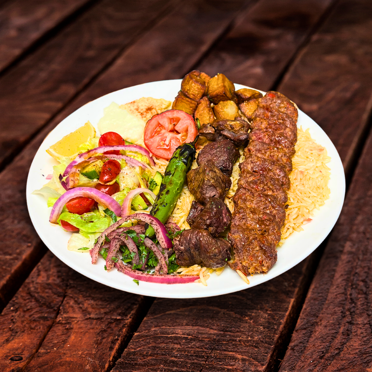 Mix BBQ, Kebab and Lamb Sticks plate